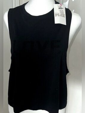 PINK Victoria's Secret Black Logo Crewneck Tee